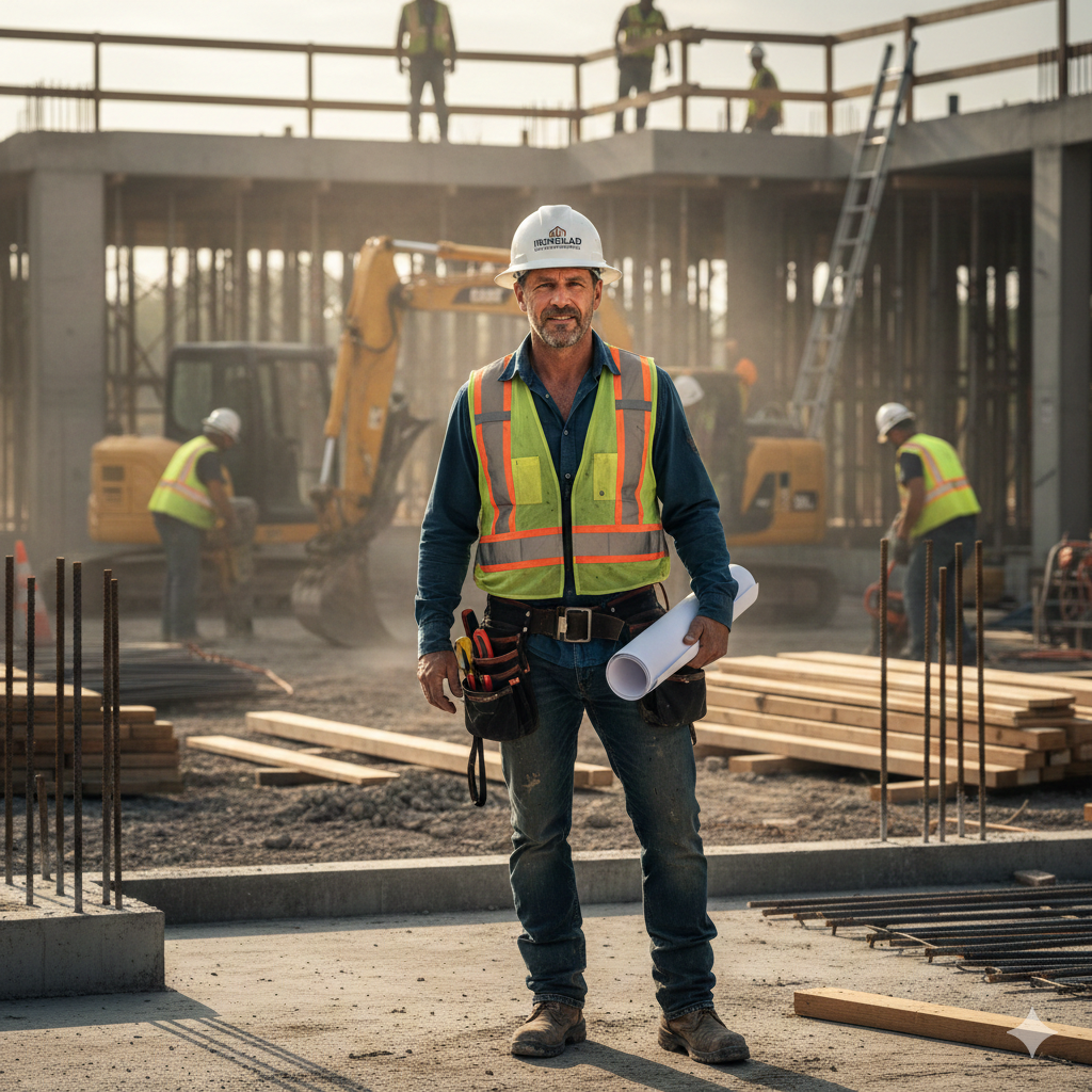 General contractor reviewing a project gantt chart with dependencies and milestones