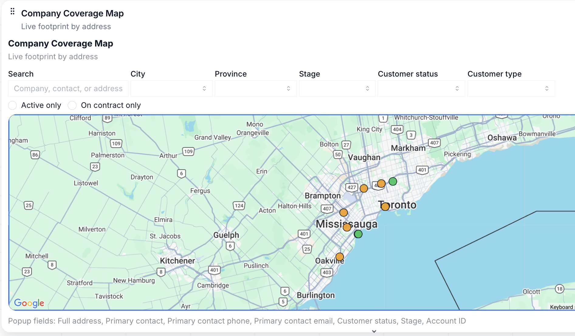 Coverage map supporting regional staffing and workforce planning decisions
