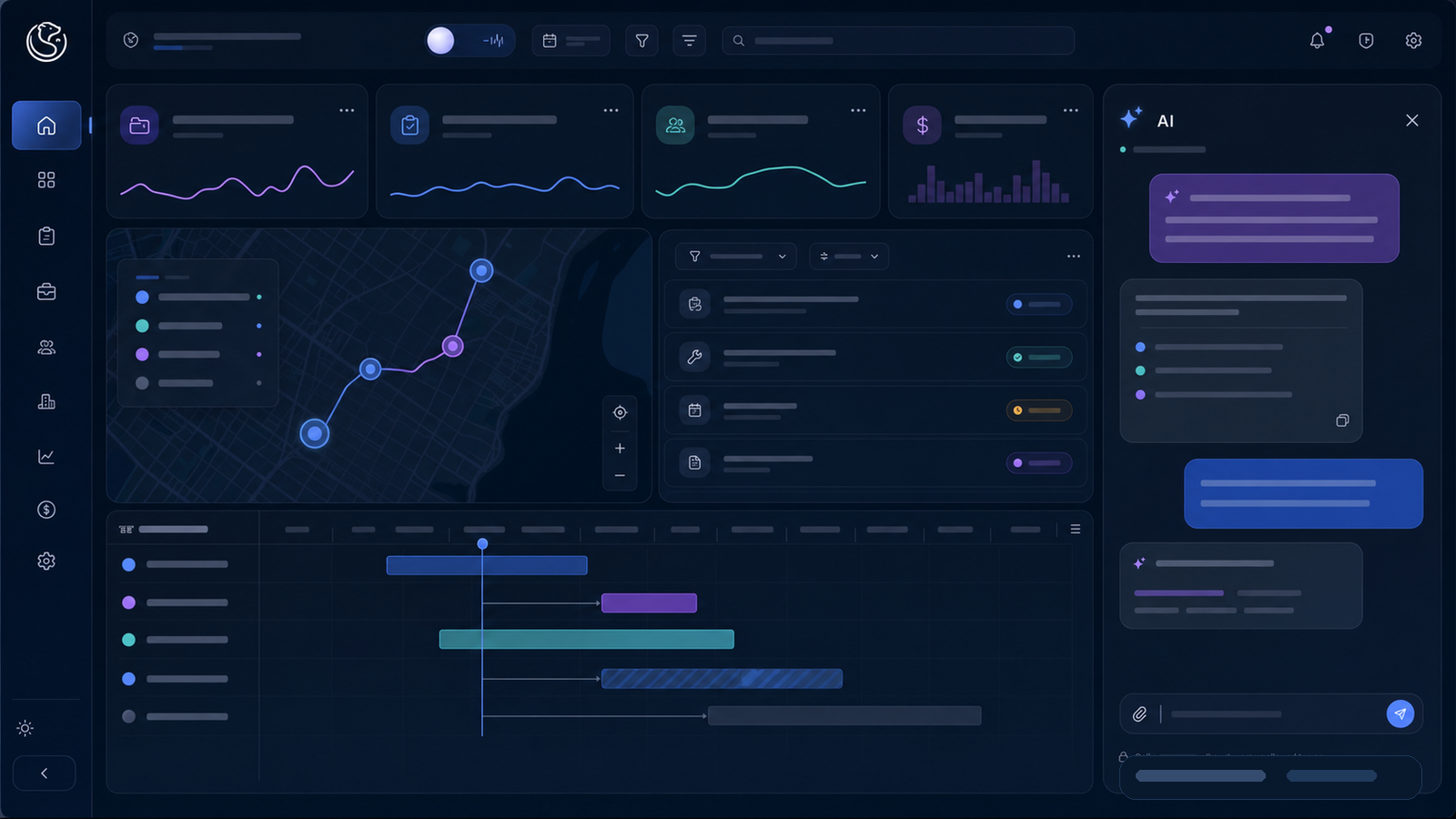 Anonymous PolarPath operations dashboard with an integrated AI assistant